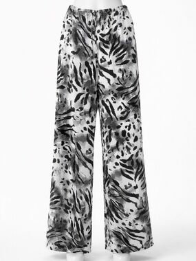 Black & White Animal Print Wide Leg Pants